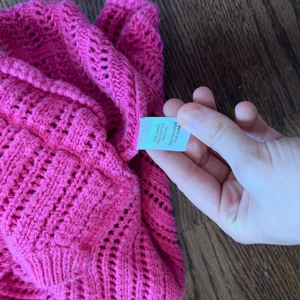 y2k vintage hot pink knit button up henley hooded sweater xs - Picture 7 of 8